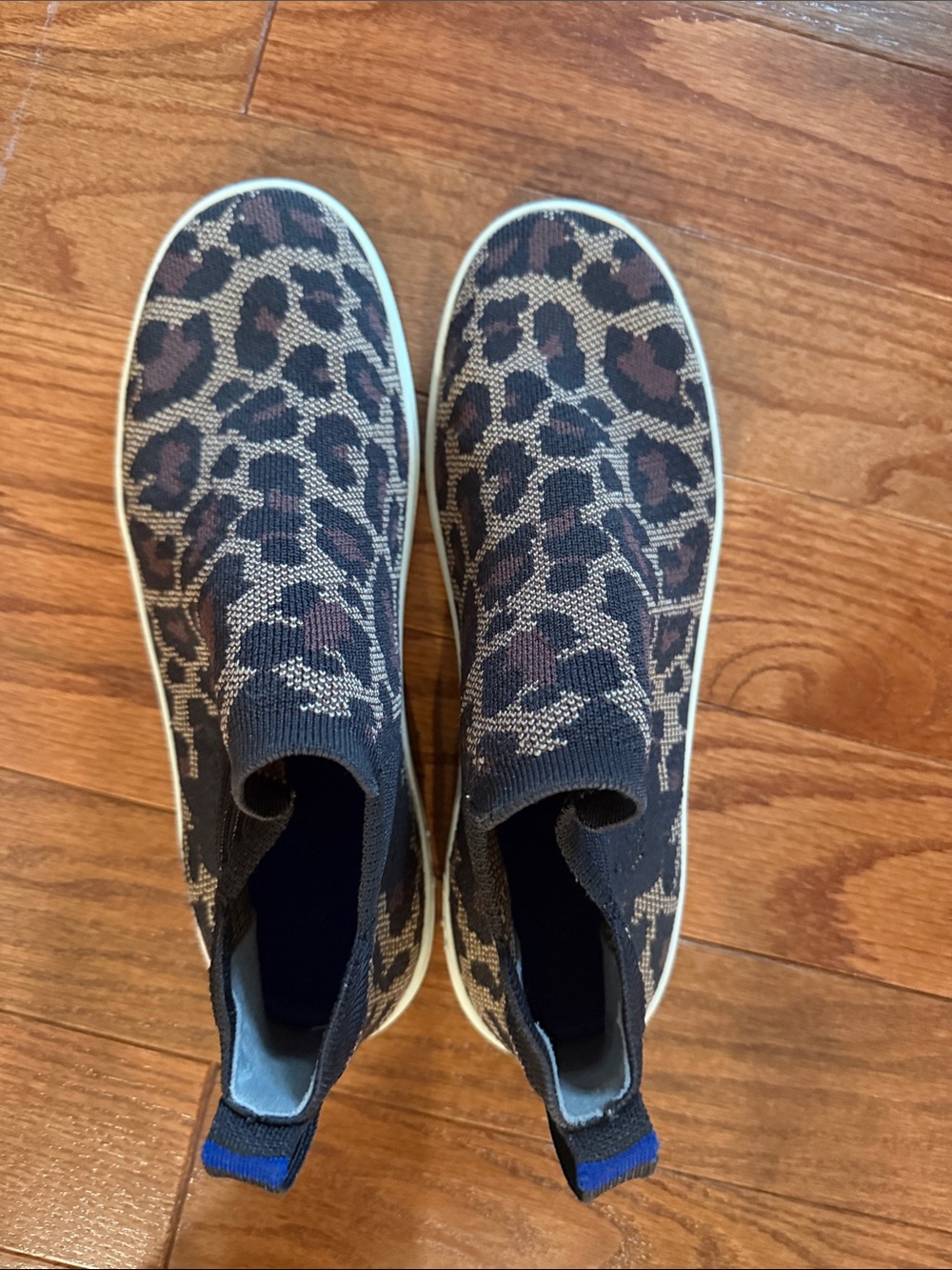 Rothy's Leopard Knit Slip-On Sneakers — Black and Brown